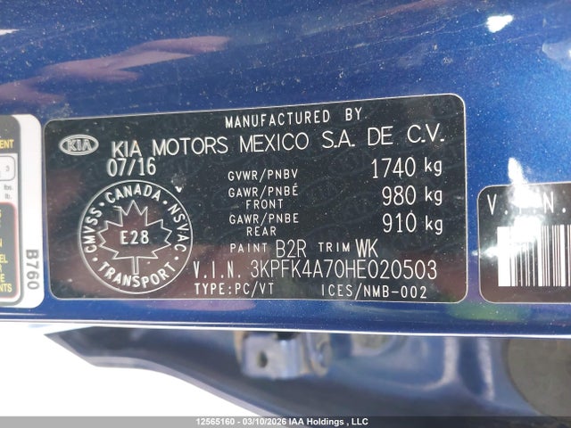 Aukcja sprzedaży 2017 Kia Forte Lx, vin: 3KPFK4A70HE020503, numer aukcji: 12565160