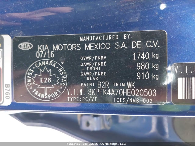 Aukcja sprzedaży 2017 Kia Forte Lx, vin: 3KPFK4A70HE020503, numer aukcji: 12565160
