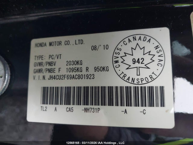 Aukcja sprzedaży 2010 Acura Tsx, vin: JH4CU2F69ACH01923, numer aukcji: 12565165