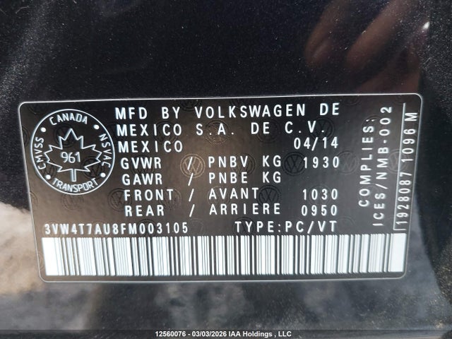 3VW4T7AU8FM003105 Volkswagen Golf GTI