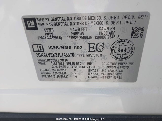 3GKALVEX2JL143376 GMC Terrain Slt