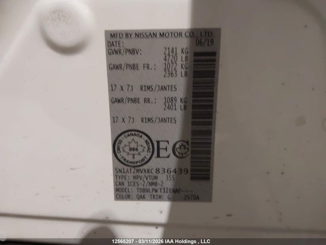 Продажа на аукционе авто 2019 Nissan Rogue, vin: 5N1AT2MVXKC836439, номер лота: 12565207