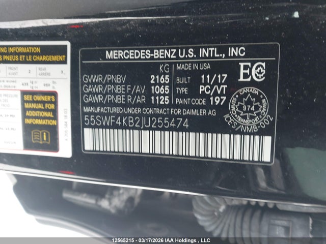 55SWF4KB2JU255474 Mercedes-Benz C 300 4matic