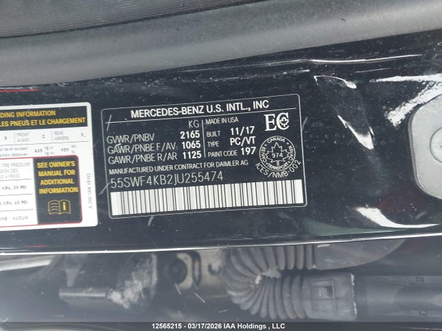 55SWF4KB2JU255474 Mercedes-Benz C 300 4matic