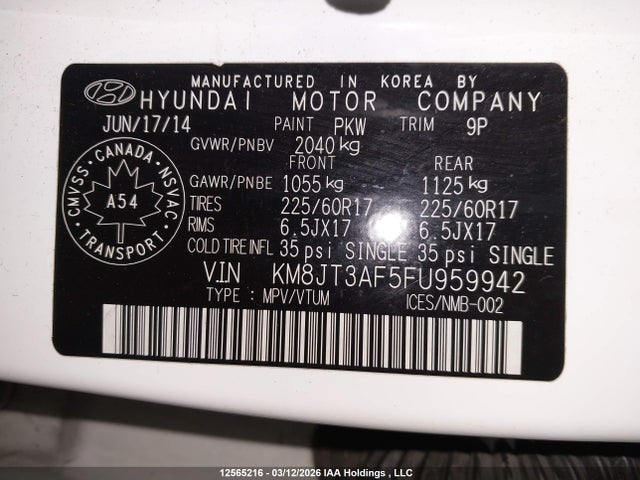 KM8JT3AF5FU959942 Hyundai Tucson Gl