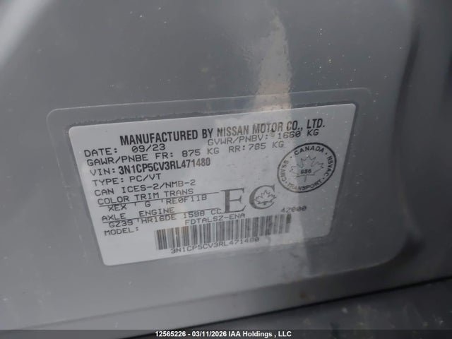 Aukcja sprzedaży 2024 Nissan Kicks Sv, vin: 3N1CP5CV3RL471480, numer aukcji: 12565226