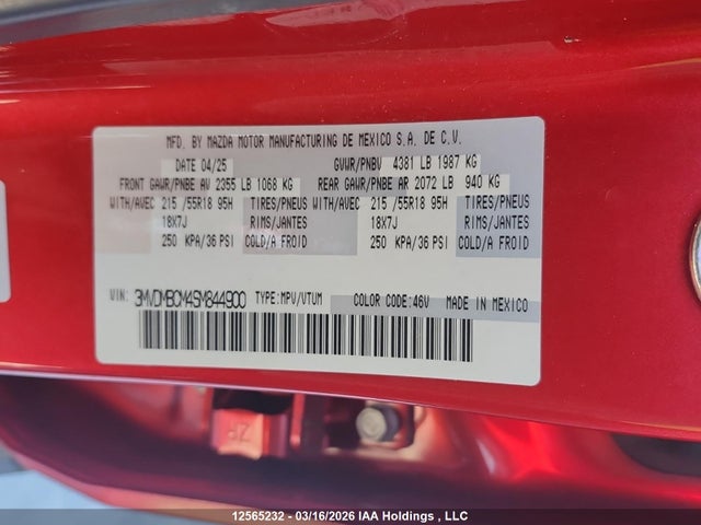 Aukcja sprzedaży 2025 Mazda Cx-30 Preferred, vin: 3MVDMBCM4SM844900, numer aukcji: 12565232