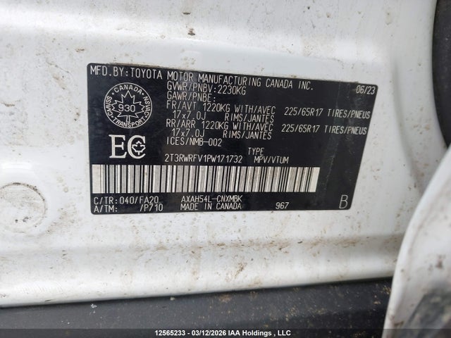 2T3RWRFV1PW171732 Toyota Rav4 Xle/woodland Edition