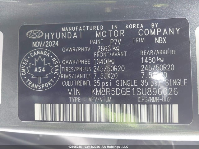 KM8R5DGE1SU896026 Hyundai Palisade Ultimate Calligraphy
