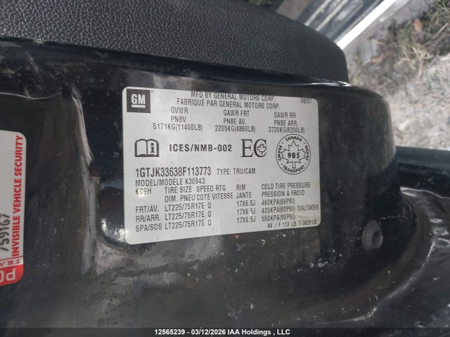 Aukcja sprzedaży 2008 Gmc Sierra 3500hd Sle/slt/wt, vin: 1GTJK33638F113773, numer aukcji: 12565239
