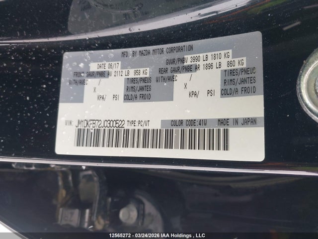 12565272 :رقم المزاد ، JM1DKFB72J0300522 vin ، 2018 Mazda Cx-3 Sport مزاد بيع