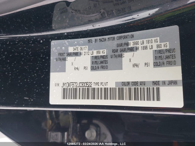 12565272 :رقم المزاد ، JM1DKFB72J0300522 vin ، 2018 Mazda Cx-3 Sport مزاد بيع
