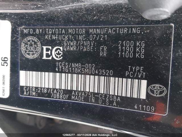 4T1G11BK5MU043520 Toyota CAMRY SE