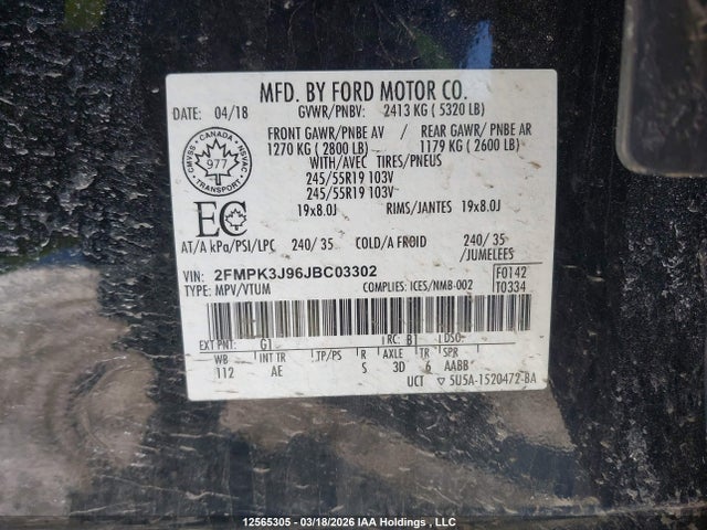 Продаж на аукціоні авто 2018 Ford Edge Sel, vin: 2FMPK3J96JBC03302, номер лоту: 12565305