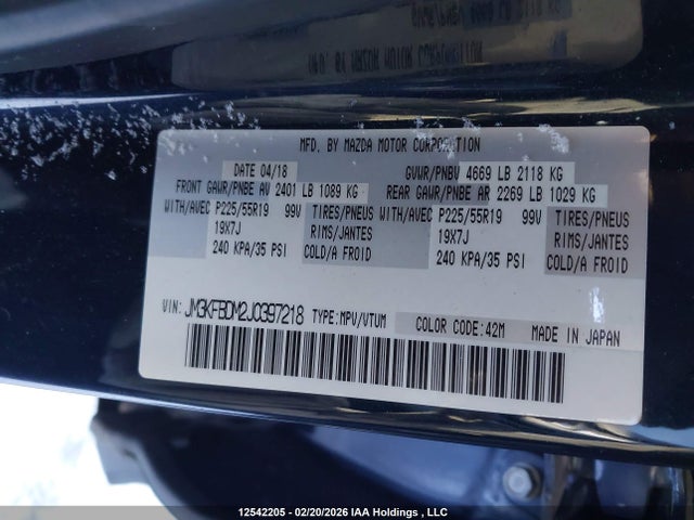 JM3KFBDM2J0397218 Mazda Cx -5 Gt 4dr Awd