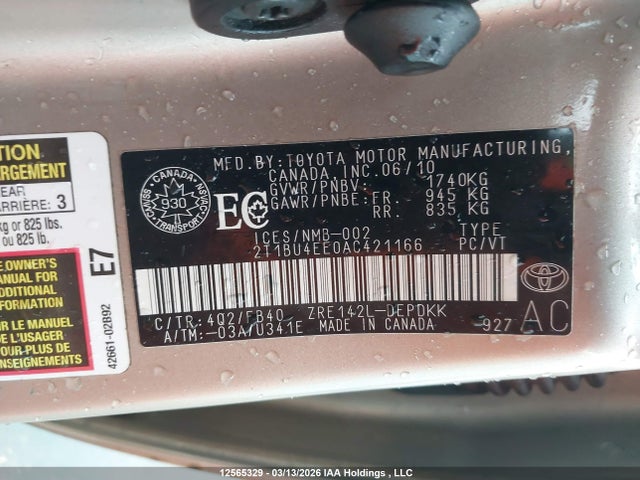 Продажа на аукционе авто 2010 Toyota Corolla S/le/xle, vin: 2T1BU4EE0AC421166, номер лота: 12565329