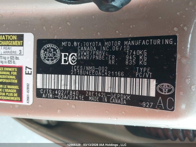 Продажа на аукционе авто 2010 Toyota Corolla S/le/xle, vin: 2T1BU4EE0AC421166, номер лота: 12565329