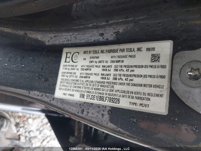 5YJ3E1EB6LF789226 Tesla MODEL 3