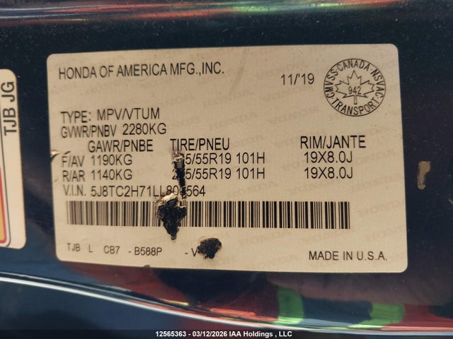 5J8TC2H71LL806564 Acura RDX