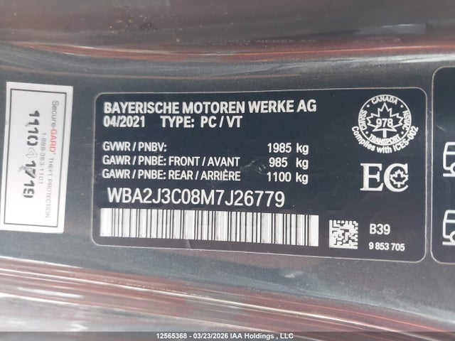 Aukcja sprzedaży 2021 Bmw 230i Xdrive, vin: WBA2J3C08M7J26779, numer aukcji: 12565368