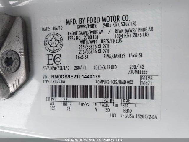 Продаж на аукціоні авто 2020 Ford Transit Connect Xl, vin: NM0GS9E21L1440179, номер лоту: 12565374