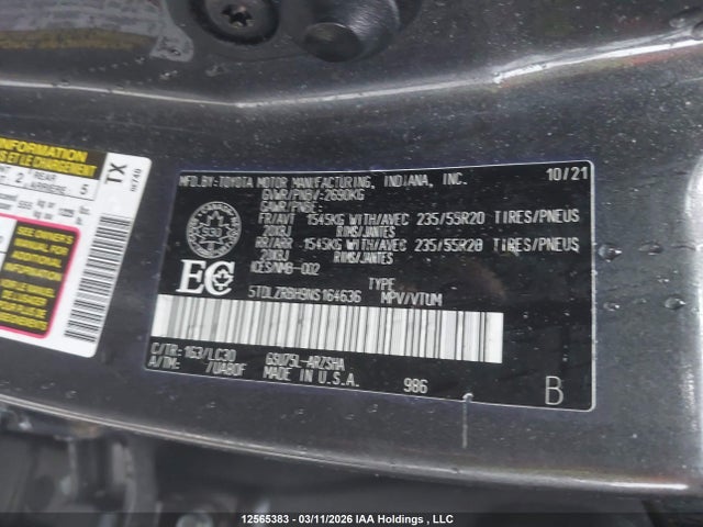 5TDLZRBH9NS164636 Toyota Highlander Xse