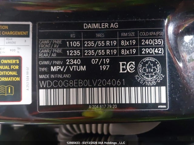 WDC0G8EB0LV204061 Mercedes-Benz Glc 300 4matic