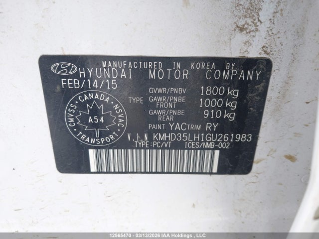 KMHD35LH1GU261983 Hyundai ELANTRA GT