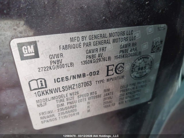 1GKKNWLS5HZ187063 GMC Acadia Slt-2