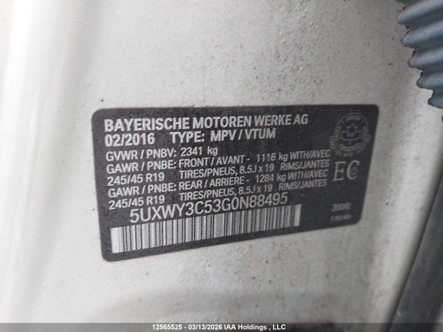 5UXWY3C53G0N88495 BMW X3 Xdrive28d