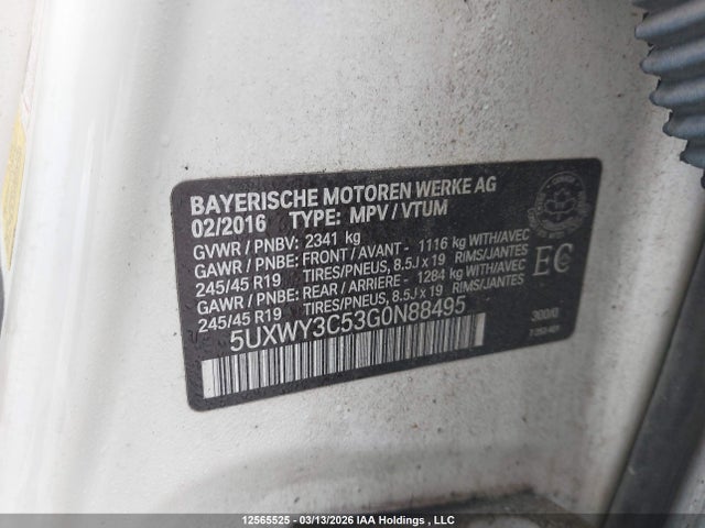 5UXWY3C53G0N88495 BMW X3 Xdrive28d