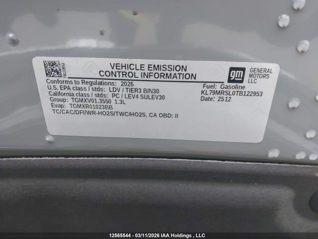 KL79MRSL0TB122953 Chevrolet Trailblazer Lt