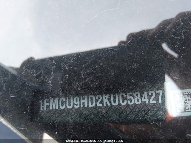 12565546 :رقم المزاد ، 1FMCU9HD2KUC58427 vin ، 2019 Ford Escape مزاد بيع