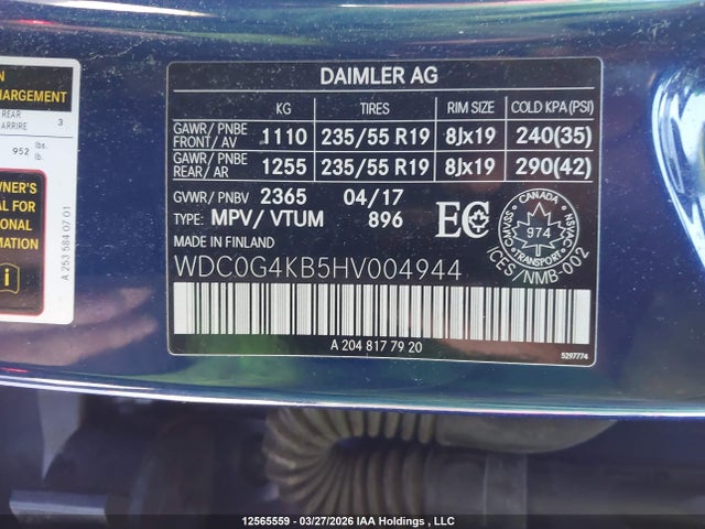 WDC0G4KB5HV004944 Mercedes-Benz Glc 300 4matic