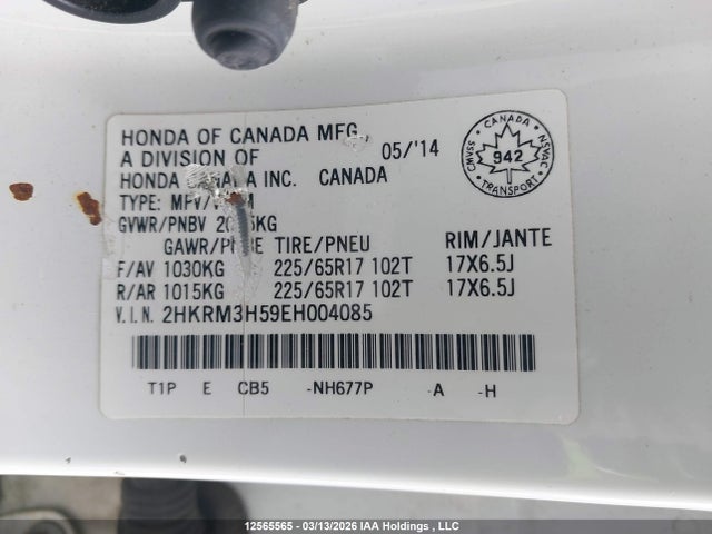2HKRM3H59EH004085 Honda CR-V EX