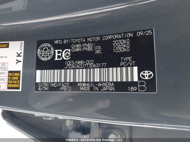 2026 Toyota Prius Se/xse/xse Premium/night Shade მანქანა იყიდება აუქციონზე, vin: JTDACACU7T3063177, აუქციონის ნომერი: 12565574