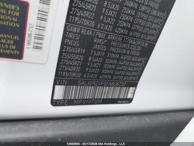 SALWR2VF5FA606737 Land Rover Range Rover Sport V6 Se