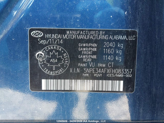 5NPE34AFXFH083357 Hyundai Sonata Sport/limited