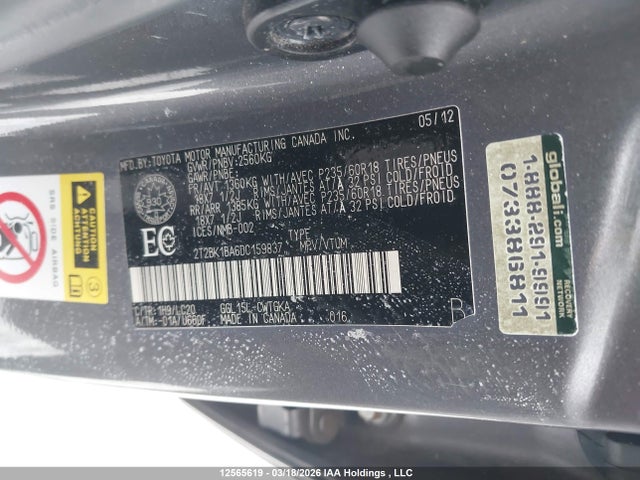 12565619 :رقم المزاد ، 2T2BK1BA6DC159837 vin ، 2013 Lexus Rx 350 F Sport مزاد بيع