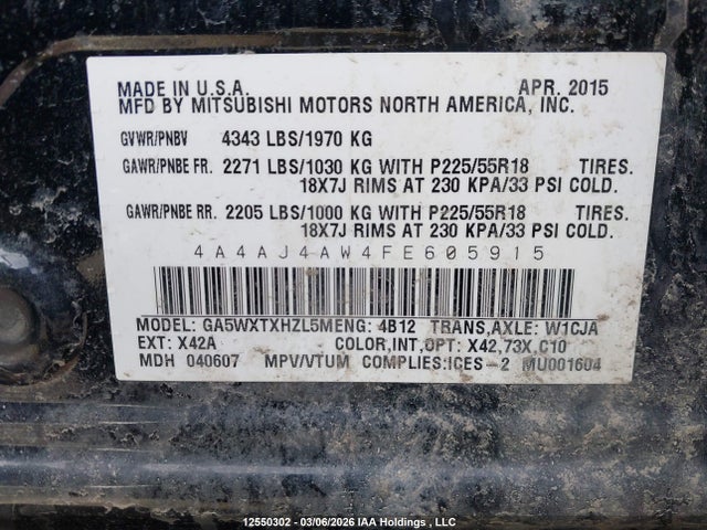 4A4AJ4AW4FE605915 Mitsubishi Rvr Gt