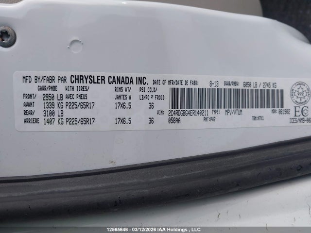 Продаж на аукціоні авто 2014 Dodge Grand Caravan Se/sxt, vin: 2C4RDGBG4ER140211, номер лоту: 12565646