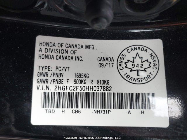 Продажа на аукционе авто 2017 Honda Civic Lx, vin: 2HGFC2F50HH037882, номер лота: 12565659