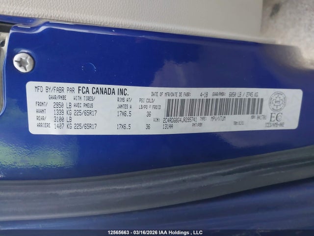 2018 Dodge Grand Caravan Se მანქანა იყიდება აუქციონზე, vin: 2C4RDGBG4JR295741, აუქციონის ნომერი: 12565663