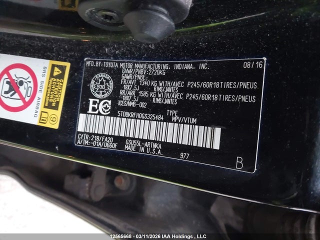 5TDBKRFH0GS325484 Toyota Highlander Le
