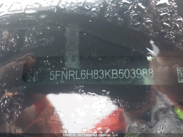 5FNRL6H83KB503988 Honda Odyssey Touring