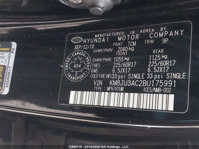 Продаж на аукціоні авто 2011 Hyundai Tucson, vin: KM8JU3AC2BU175991, номер лоту: 12565719