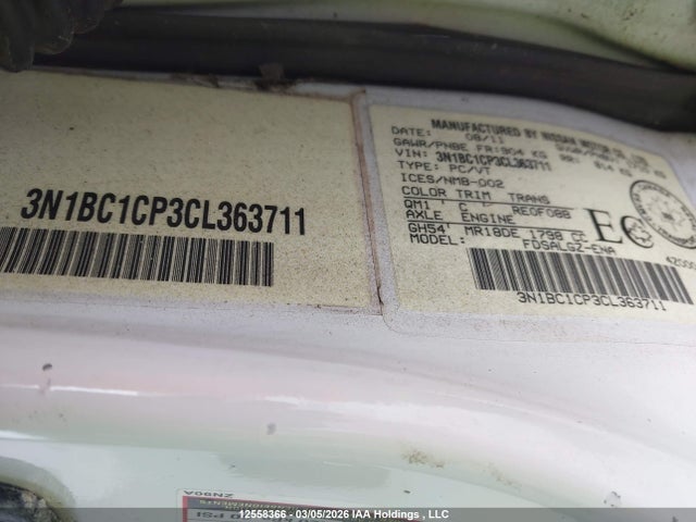 Продажа на аукционе авто 2012 Nissan Versa 1.8 Sl, vin: 3N1BC1CP3CL363711, номер лота: 12558366