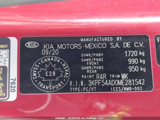 3KPF54AD0ME281542 KIA Forte Ex/ex Premium/ex+