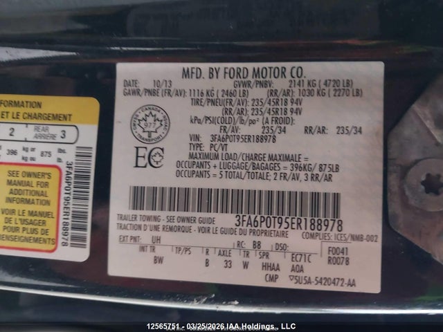 Продаж на аукціоні авто 2014 Ford Fusion Se, vin: 3FA6P0T95ER188978, номер лоту: 12565751