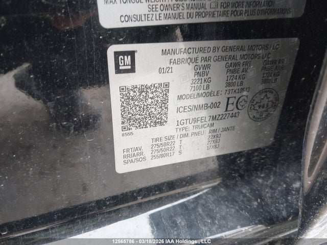 1GTU9FEL7MZ227443 GMC Sierra K1500 Denali